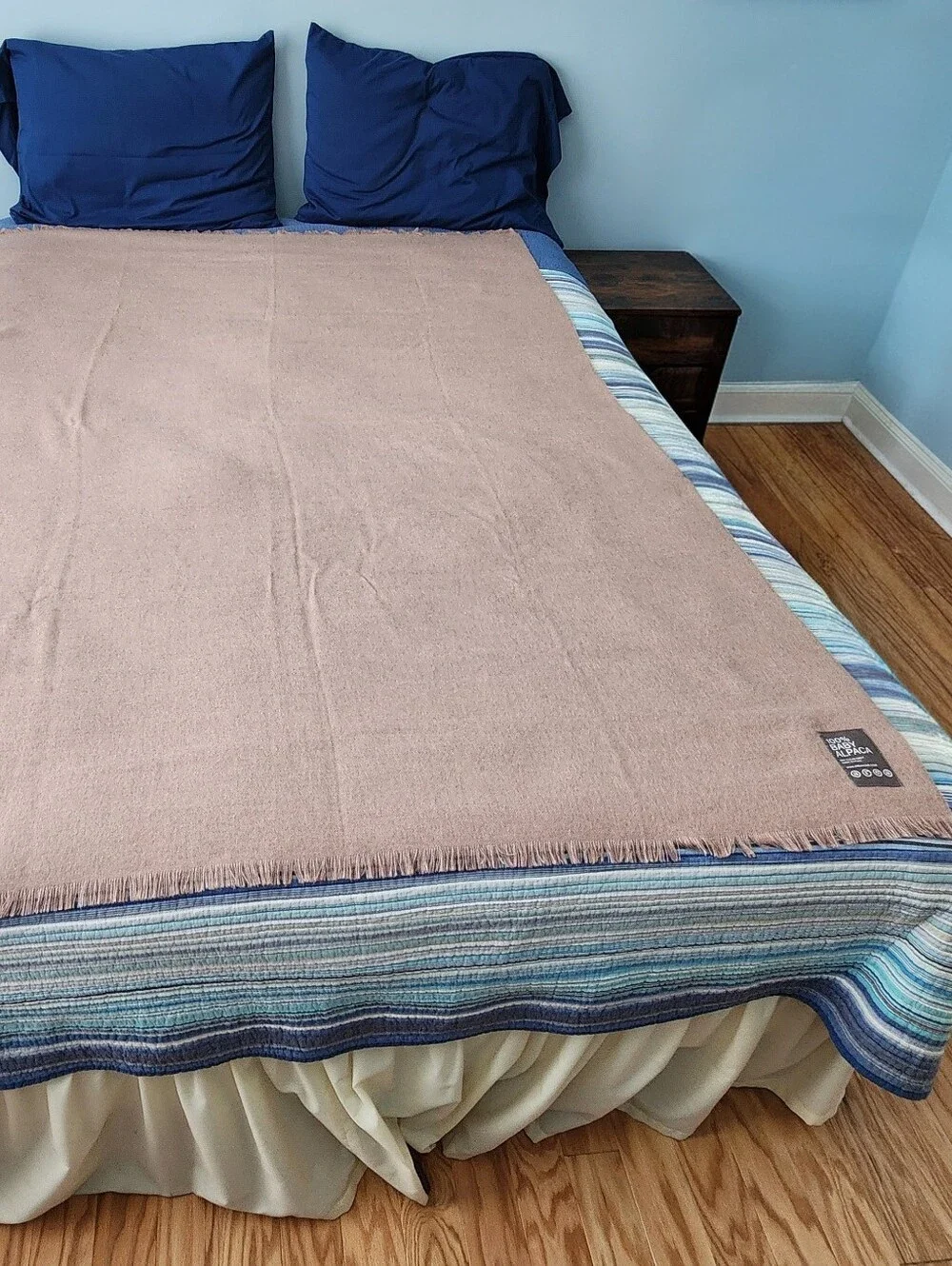 Area Home 100% Baby Alpaca Throw Blanket With Fringe Peru Beige 52 X 73
